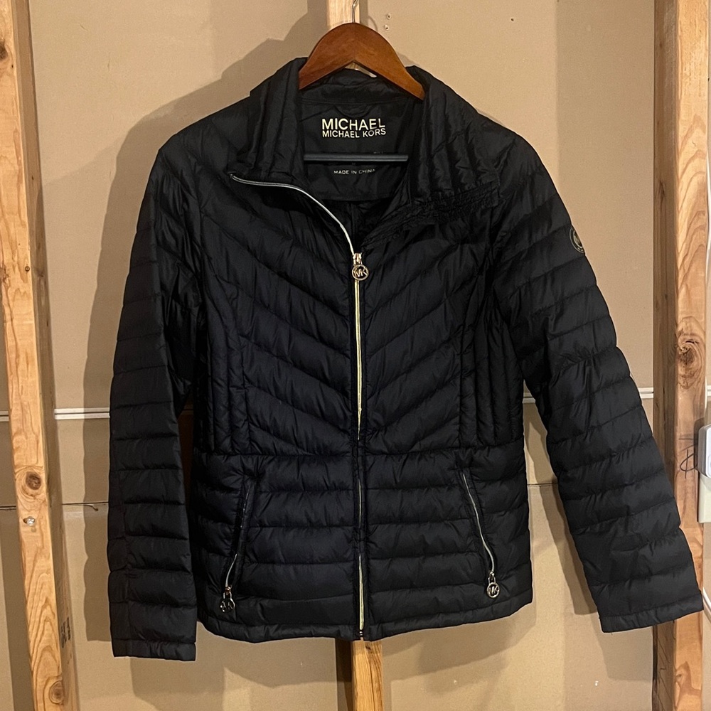 Michael Kors Women's Black Puffer Jacket Down Fill Packable